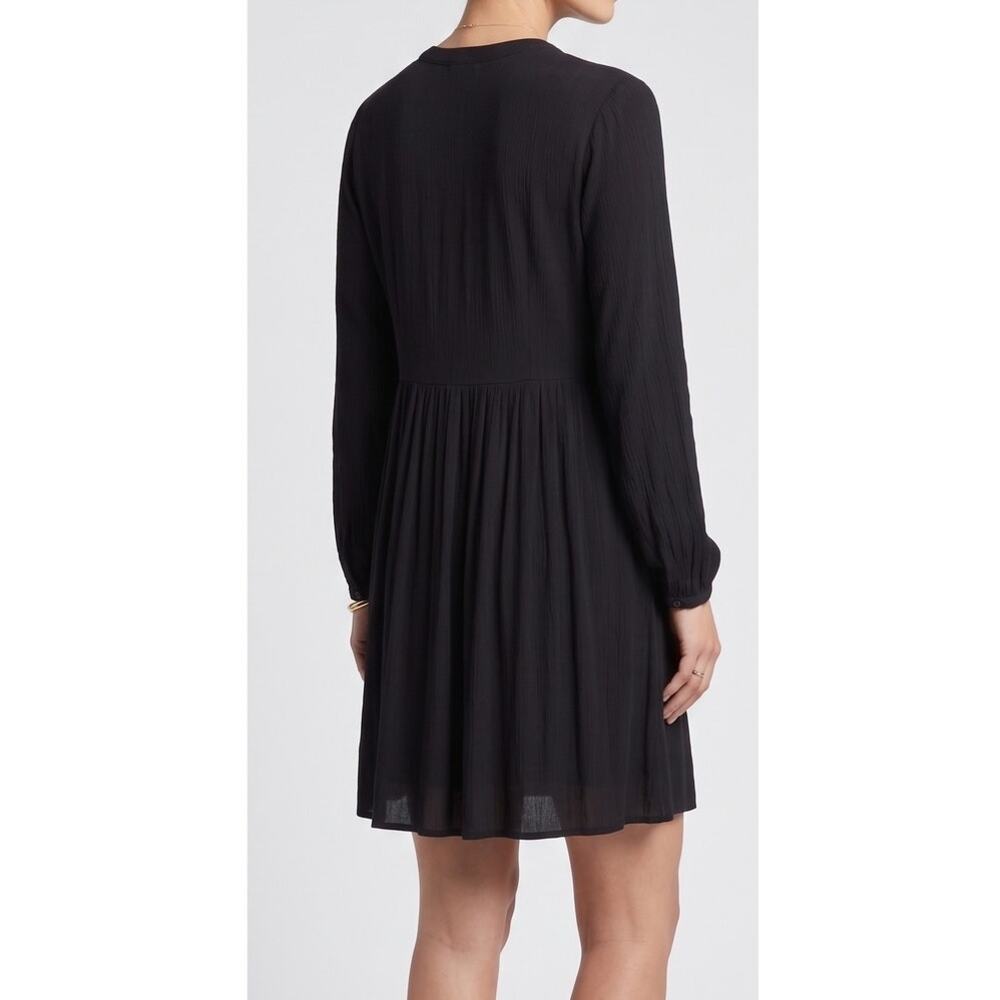 Old Navy Small Black Dress 100% Rayon Long Sleeve Tie V Neck Lined - Picture 4 of 8